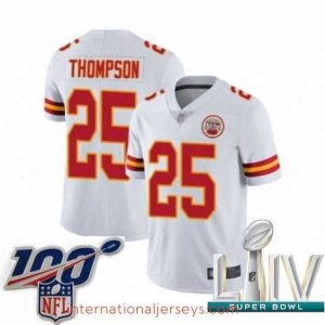 Finest 2020 Super Bowl LIV Kansas City Chiefs #25 Darwin Thompson White Vapor Untouchable Limited Player Football Jersey