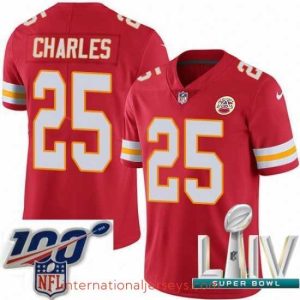 Exquisite 2020 Super Bowl LIV Kansas City Chiefs #25 Jamaal Charles Red Team Color Vapor Untouchable Limited Player Football Jersey