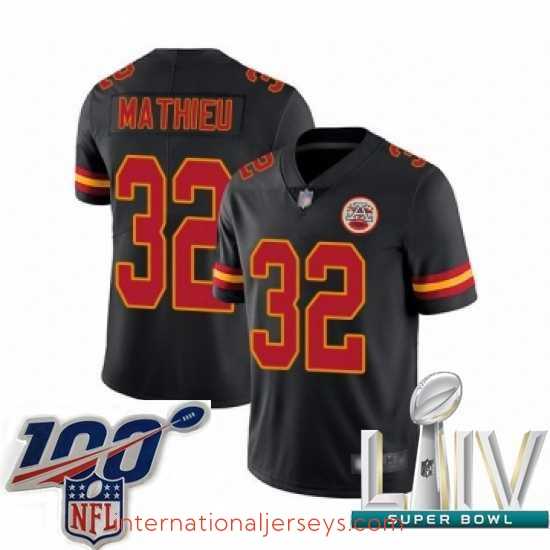 Premium 2020 Super Bowl LIV Kansas City Chiefs #32 Tyrann Mathieu Limited Black Rush Vapor Untouchable Football Jersey
