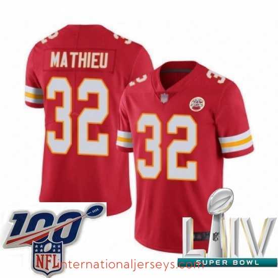 Superior 2020 Super Bowl LIV Kansas City Chiefs #32 Tyrann Mathieu Red Team Color Vapor Untouchable Limited Player Football Jersey