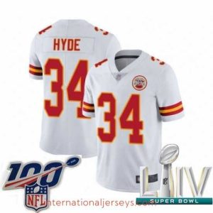 Deluxe 2020 Super Bowl LIV Kansas City Chiefs #34 Carlos Hyde White Vapor Untouchable Limited Player Football Jersey
