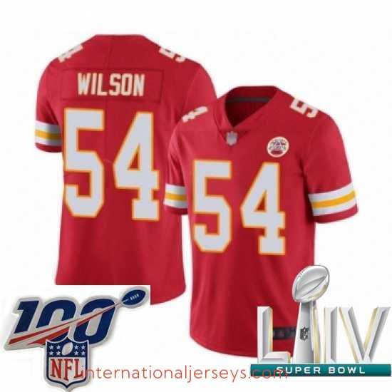 High quality 2020 Super Bowl LIV Kansas City Chiefs #54 Damien Wilson Red Team Color Vapor Untouchable Limited Player Football Jersey