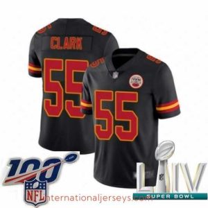 Exquisite 2020 Super Bowl LIV Kansas City Chiefs #55 Frank Clark Limited Black Rush Vapor Untouchable Football Jersey
