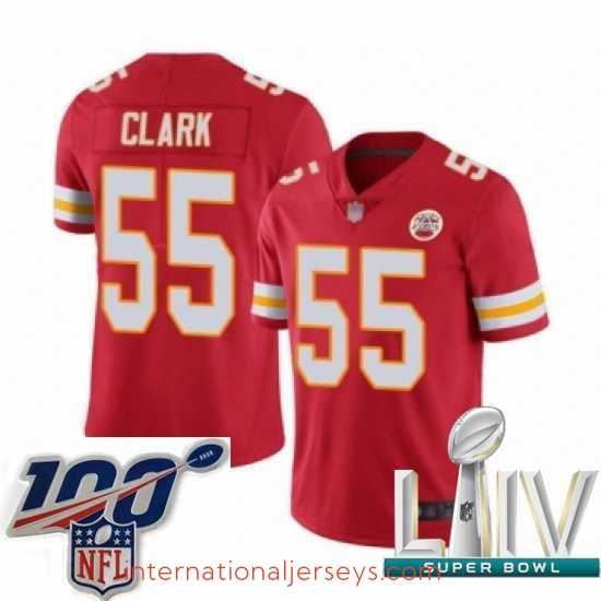 Premium 2020 Super Bowl LIV Kansas City Chiefs #55 Frank Clark Red Team Color Vapor Untouchable Limited Player Football Jersey