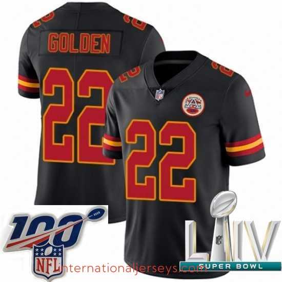 Exceptional 2020 Super Bowl LIV Nike Kansas City Chiefs #22 Robert Golden Limited Black Rush Vapor Untouchable NFL Jersey