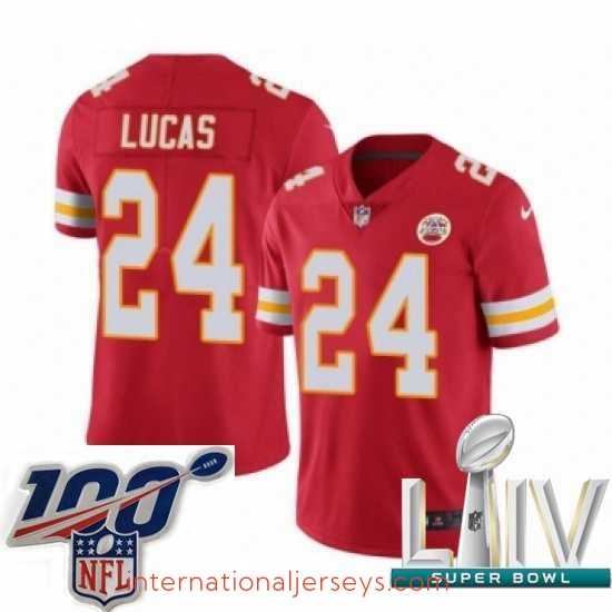 High quality 2020 Super Bowl LIV Nike Kansas City Chiefs #24 Jordan Lucas Red Team Color Vapor Untouchable Limited Player NFL Jersey