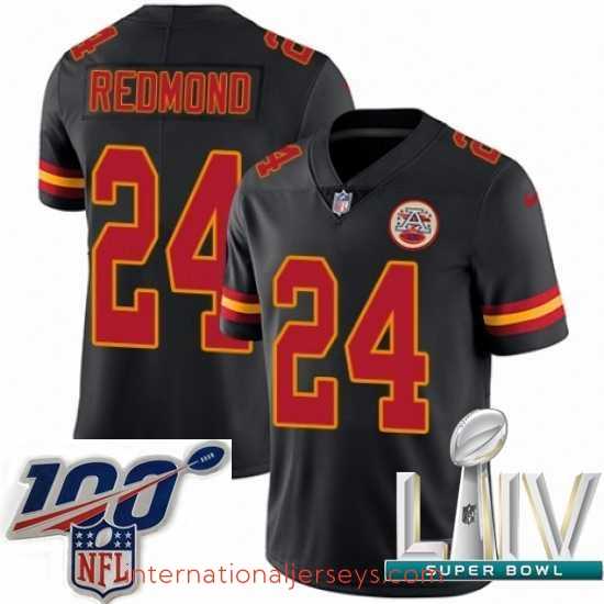 Top notch 2020 Super Bowl LIV Nike Kansas City Chiefs #24 Will Redmond Limited Black Rush Vapor Untouchable NFL Jersey