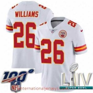 Exquisite 2020 Super Bowl LIV Nike Kansas City Chiefs #26 Damien Williams White Vapor Untouchable Limited Player NFL Jersey