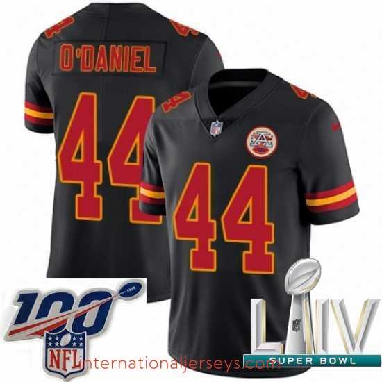 Premium 2020 Super Bowl LIV Nike Kansas City Chiefs #44 Dorian O'Daniel Limited Black Rush Vapor Untouchable NFL Jersey