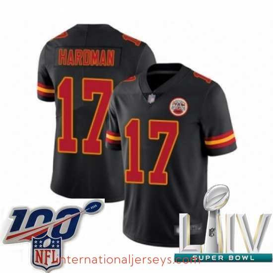 Finest 2020 Super Bowl LIV Kansas City Chiefs #17 Mecole Hardman Limited Black Rush Vapor Untouchable Football Jersey