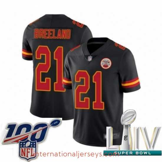 Exquisite 2020 Super Bowl LIV Kansas City Chiefs #21 Bashaud Breeland Limited Black Rush Vapor Untouchable Football Jersey