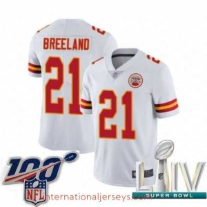 Outstanding 2020 Super Bowl LIV Kansas City Chiefs #21 Bashaud Breeland White Vapor Untouchable Limited Player Football Jersey