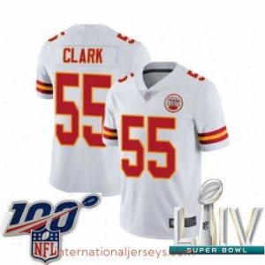 Superior 2020 Super Bowl LIV Kansas City Chiefs #55 Frank Clark White Vapor Untouchable Limited Player Football Jersey