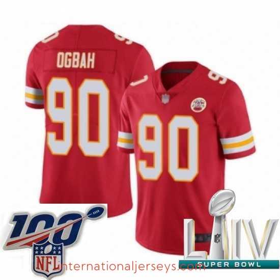 Deluxe 2020 Super Bowl LIV Kansas City Chiefs #90 Emmanuel Ogbah Red Team Color Vapor Untouchable Limited Player Football Jersey