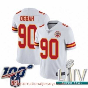 Premium 2020 Super Bowl LIV Kansas City Chiefs #90 Emmanuel Ogbah White Vapor Untouchable Limited Player Football Jersey