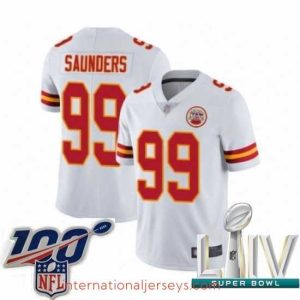 Exquisite 2020 Super Bowl LIV Kansas City Chiefs #99 Khalen Saunders White Vapor Untouchable Limited Player Football Jersey