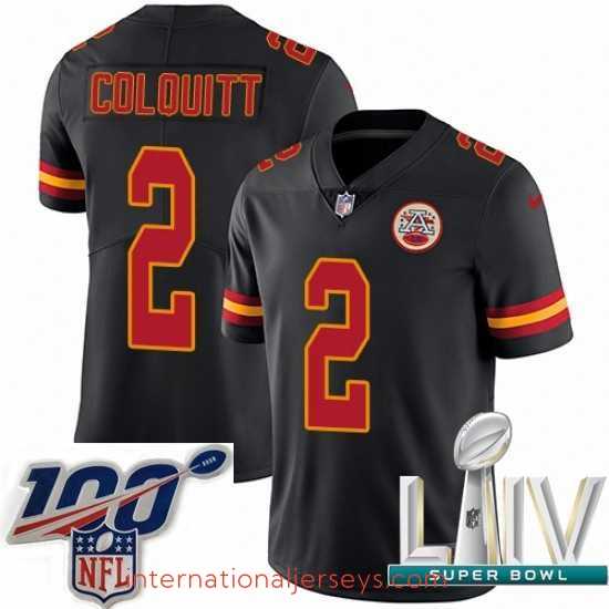 Superior 2020 Super Bowl LIV Nike Kansas City Chiefs #2 Dustin Colquitt Limited Black Rush Vapor Untouchable NFL Jersey