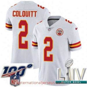 Top notch 2020 Super Bowl LIV Nike Kansas City Chiefs #2 Dustin Colquitt White Vapor Untouchable Limited Player NFL Jersey