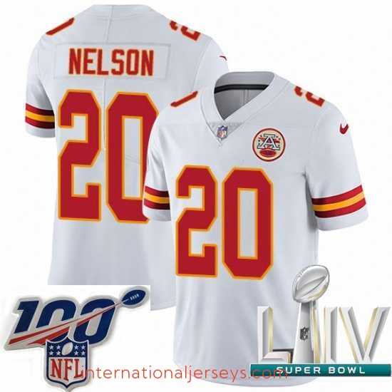 Deluxe 2020 Super Bowl LIV Nike Kansas City Chiefs #20 Steven Nelson White Vapor Untouchable Limited Player NFL Jersey