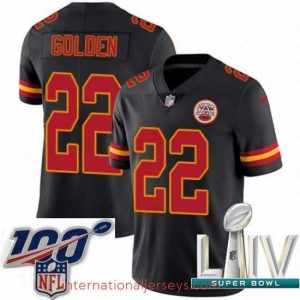 Deluxe 2020 Super Bowl LIV Nike Kansas City Chiefs #22 Robert Golden Limited Black Rush Vapor Untouchable NFL Jersey