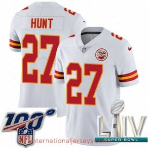 Superb 2020 Super Bowl LIV Nike Kansas City Chiefs #27 Kareem Hunt White Vapor Untouchable Limited Player NFL Jersey