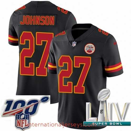 Superb 2020 Super Bowl LIV Nike Kansas City Chiefs #27 Larry Johnson Limited Black Rush Vapor Untouchable NFL Jersey