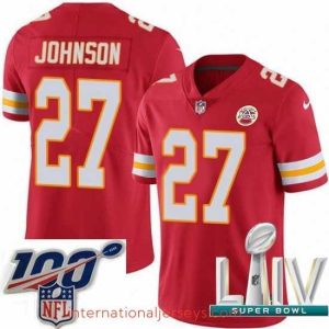 Deluxe 2020 Super Bowl LIV Nike Kansas City Chiefs #27 Larry Johnson Red Team Color Vapor Untouchable Limited Player NFL Jersey