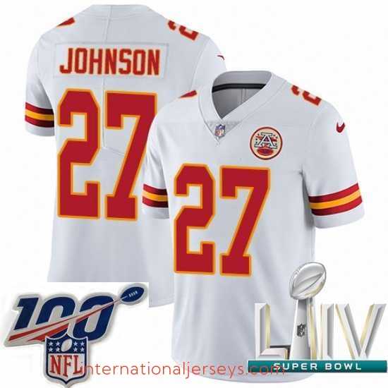 Finest 2020 Super Bowl LIV Nike Kansas City Chiefs #27 Larry Johnson White Vapor Untouchable Limited Player NFL Jersey