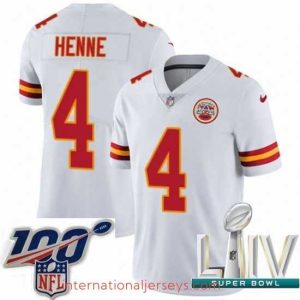 Superior 2020 Super Bowl LIV Nike Kansas City Chiefs #4 Chad Henne White Vapor Untouchable Limited Player NFL Jersey