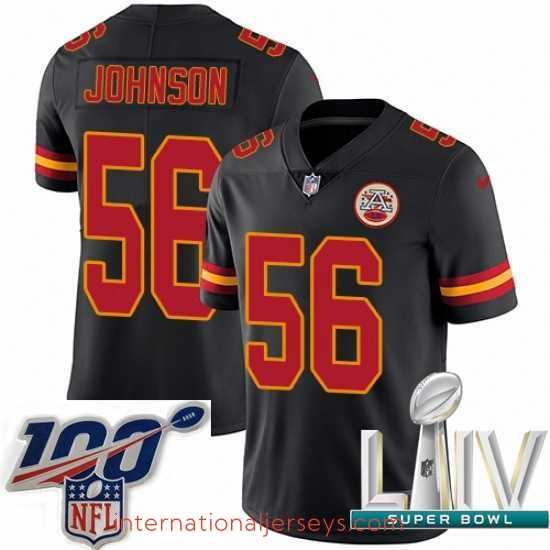 Outstanding 2020 Super Bowl LIV Nike Kansas City Chiefs #56 Derrick Johnson Limited Black Rush Vapor Untouchable NFL Jersey