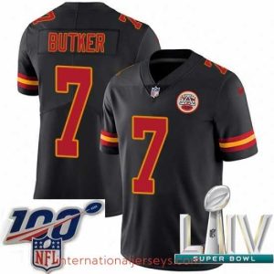 Deluxe 2020 Super Bowl LIV Nike Kansas City Chiefs #7 Harrison Butker Limited Black Rush Vapor Untouchable NFL Jersey