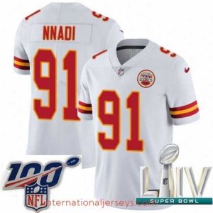 Premium 2020 Super Bowl LIV Nike Kansas City Chiefs #91 Derrick Nnadi White Vapor Untouchable Limited Player NFL Jersey