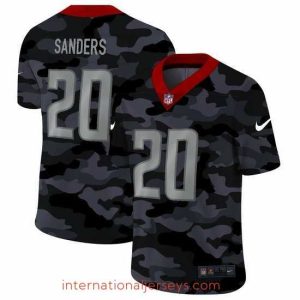 Top notch Detroit Lions 20 Barry Sanders Nike 2020 Black CAMO Vapor Untouchable Limited Stitched NFL Jersey