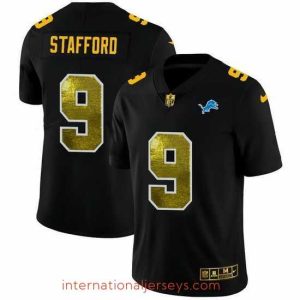 Exceptional Detroit Lions 9 Matthew Stafford Black Nike Golden Sequin Vapor Limited NFL Jersey