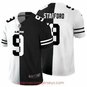 High quality Detroit Lions 9 Matthew Stafford Black V White Peace Split Nike Vapor Untouchable Limited NFL Jersey