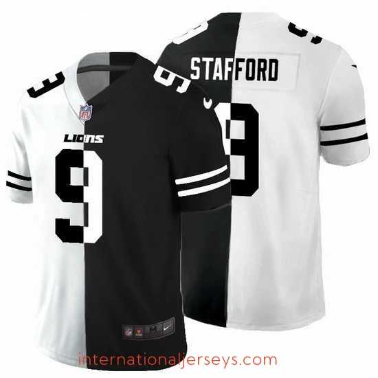High quality Detroit Lions 9 Matthew Stafford Black V White Peace Split Nike Vapor Untouchable Limited NFL Jersey