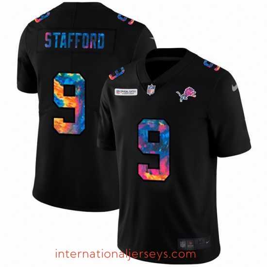 Exquisite Detroit Lions 9 Matthew Stafford Nike Multi Color Black 2020 NFL Crucial Catch Vapor Untouchable Limited Jersey