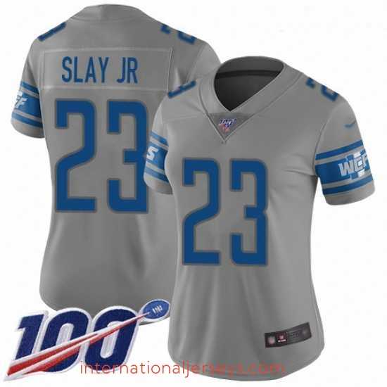 Superb Lions #23 Darius Slay Jr Gray Stitched Football Limited Inverted Legend 100th Season Jersey