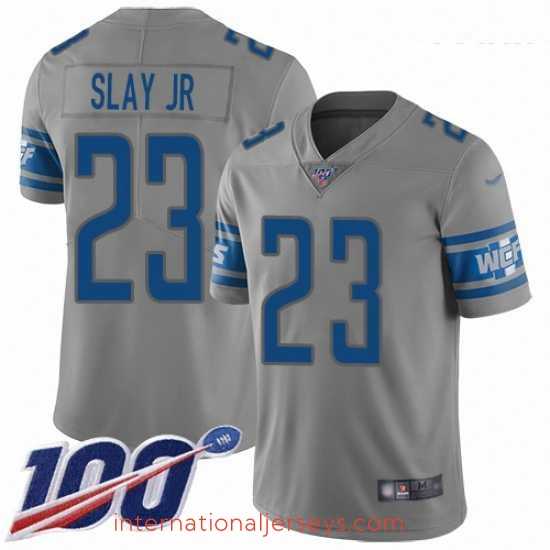 Deluxe Lions #23 Darius Slay Jr Gray Stitched Football Limited Inverted Legend 100th Season Jersey