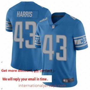Exceptional Lions 43 Will Harris Blue Team Color Stitched Football Vapor Untouchable Limited Jersey