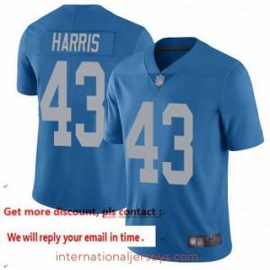 High quality Lions 43 Will Harris Blue Throwback Stitched Football Vapor Untouchable Limited Jersey