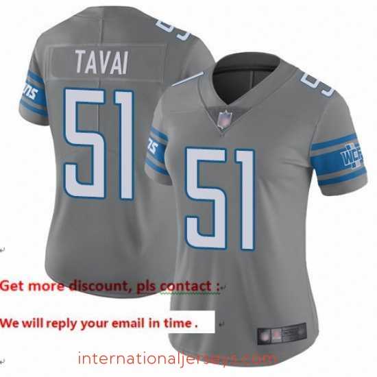 Exquisite Lions 51 Jahlani Tavai Gray Stitched Football Limited Rush Jersey