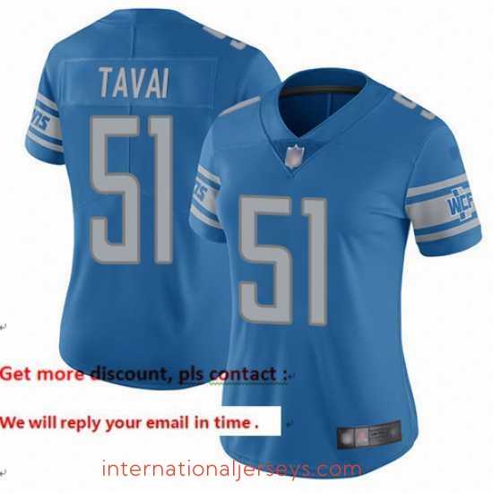 Exquisite Lions 51 Jahlani Tavai Light Blue Team Color Stitched Football Vapor Untouchable Limited Jersey