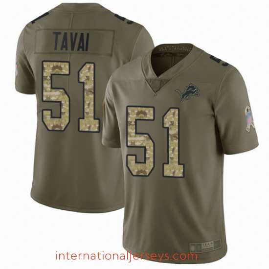 Deluxe Lions 51 Jahlani Tavai Olive Camo Stitched Football Limited 2017 Salute To Service Jersey