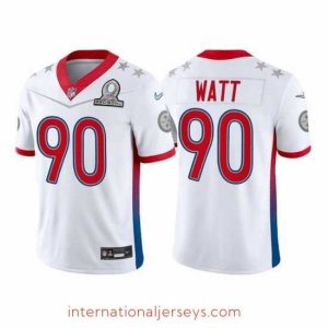 High quality 2022 NFL Pro Bowl Pittsburgh Steelers 90 T J Watt AFC White Jersey