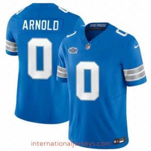 High quality Detroit Lions 0 Terrion Arnold New Blue 2024 With Dradt Patch F.U.S.E  Vapor Limited Stitched Jersey