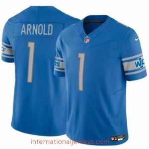 Finest Detroit Lions 1 Terrion Arnold Blue 2024 Draft F.U.S.E  Vapor Untouchable Limited Stitched Jersey