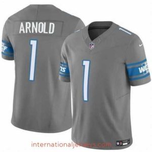 Deluxe Detroit Lions 1 Terrion Arnold Grey 2024 Draft F.U.S.E  Vapor Untouchable Limited Stitched Jersey