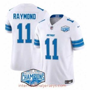 Top notch Detroit Lions 11 Kalif Raymond White 2024 NFC North Champions F.U.S.E  Vapor Limited Stitched Jersey