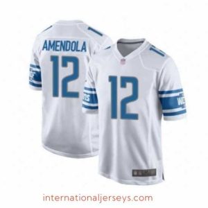Exceptional Detroit Lions 12 Danny Amendola Game White Football Jersey